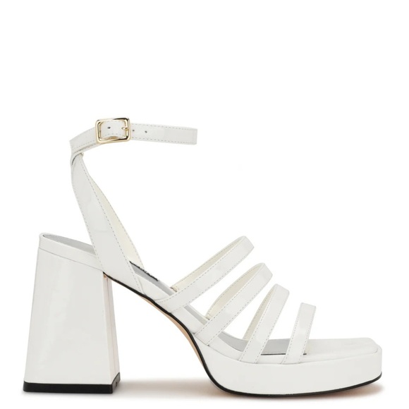 🔥🌶️Nine West Teriss Strappy Platform Sandals Patent Leather White 🌶️🔥 - Picture 4 of 11